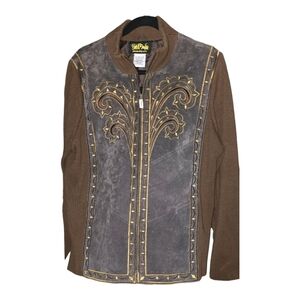Bob Mackie Brown and Gray Leather Jacket
